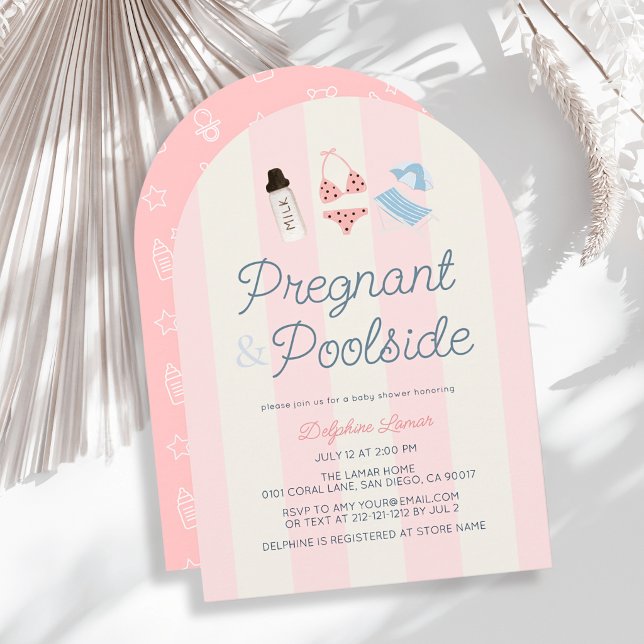 Invitation Faire-Baptême Fille «Enceinte & Au Bord De La Pisc (Créateur téléchargé)
