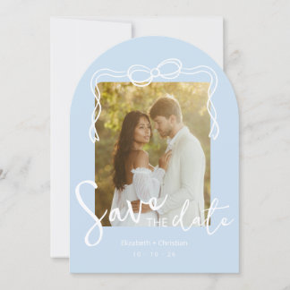 Invitation Faire Bleu Poudre Arqué Photo Date Enregistrer Mar