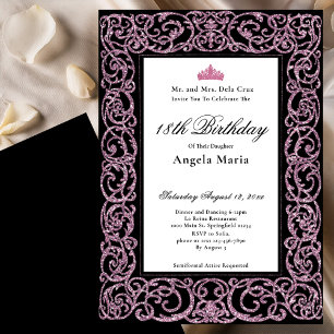 Invitation Faire Bordure Rose 18ème Anniversaire Début