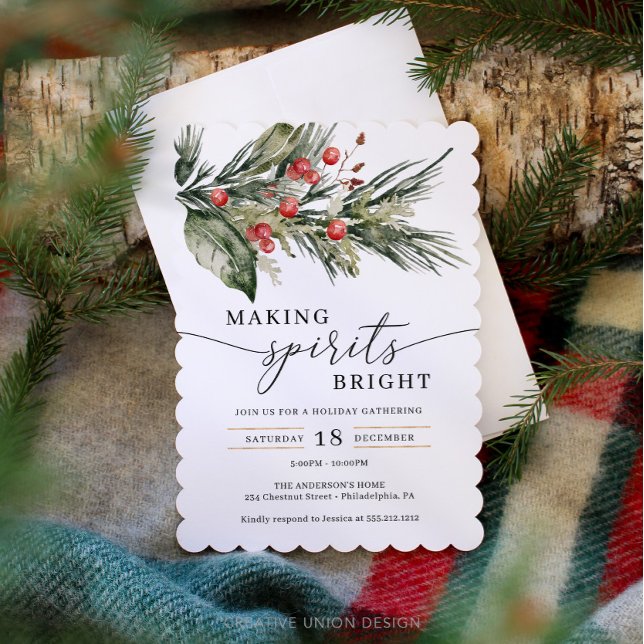 Invitation Faire briller les esprits Fête de Noël élégante (Créateur téléchargé)