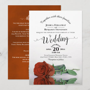 Invitation Faire calligraphie rose orange rouille QR Code Mar