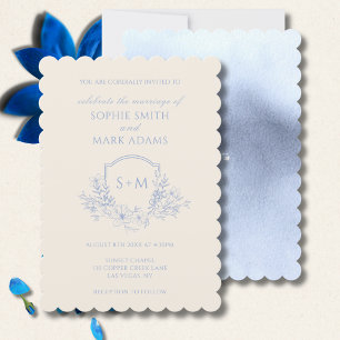 Invitation Faire Carton de Mariage à Motif Floral et Blason d