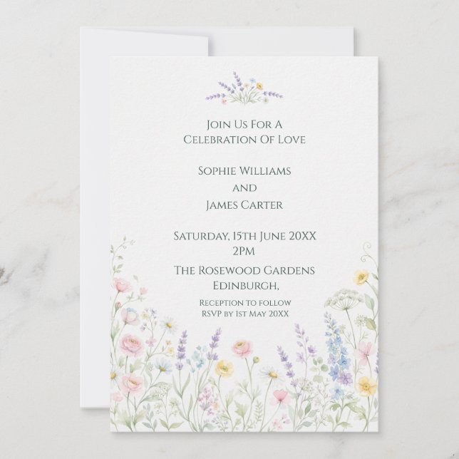 Invitation Faire Carton d'Invitation de Mariage Botanique (Devant)