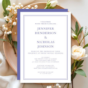 Invitation Faire Classique Mariage Virtuel Violet & Blanc Inv