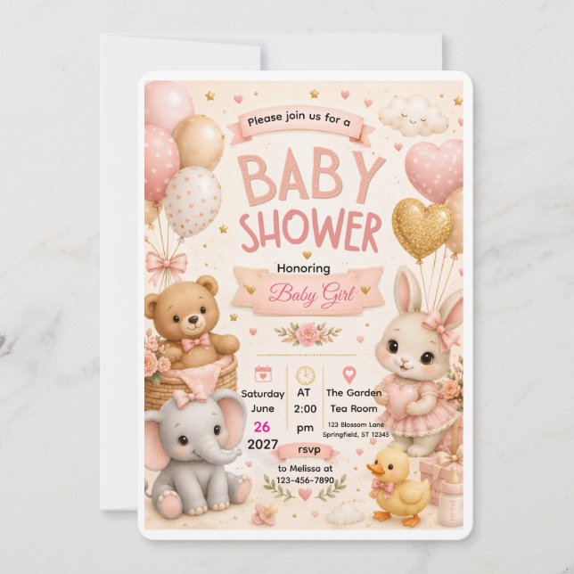 Invitation Faire Conception de l'Arrière d'Invitation de Baby (Devant)
