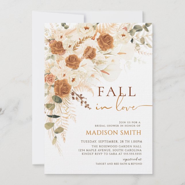 Invitation Faire Connaissance avec la Mariée : Fleurs Bohèmes (Devant)
