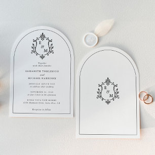 Invitation Faire Crête Monogramme Arche Mariage