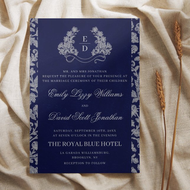 Invitation Faire Crête Monogramme Mariage Nuit Héritage (Créateur téléchargé)