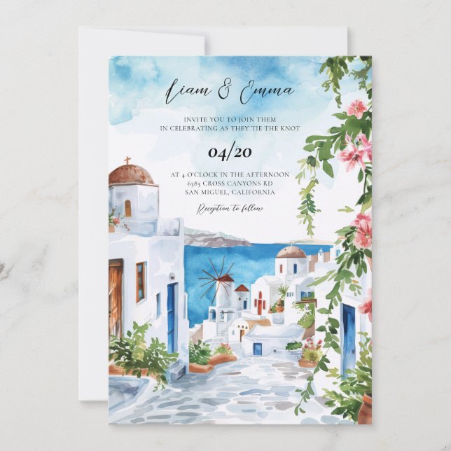 Invitation Faire de l'aquarelle l'invitation de mariage au bo (Devant)