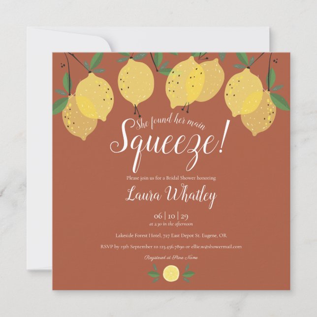 Invitation Faire de Main Squeeze Lemons Terracotta Enterremen (Devant)