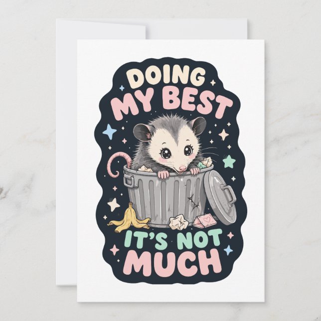 Invitation Faire de mon mieux humour opossum (Devant)