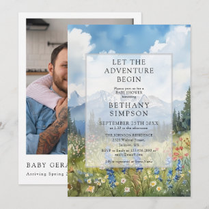 Invitation Faire débuter la montagne photo code QR Baby Showe