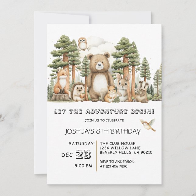 Invitation Faire débuter l'aventure Anniversaire Animaux de l (Devant)
