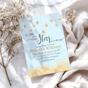 Invitation Faire dodo Petite Étoile Nuage Bleu Baby Shower