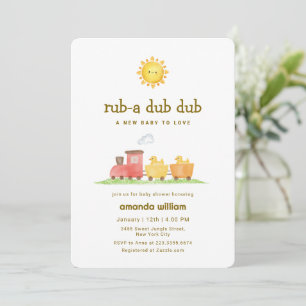 Invitation Faire doudou canard Choo Choo Train Baby Shower