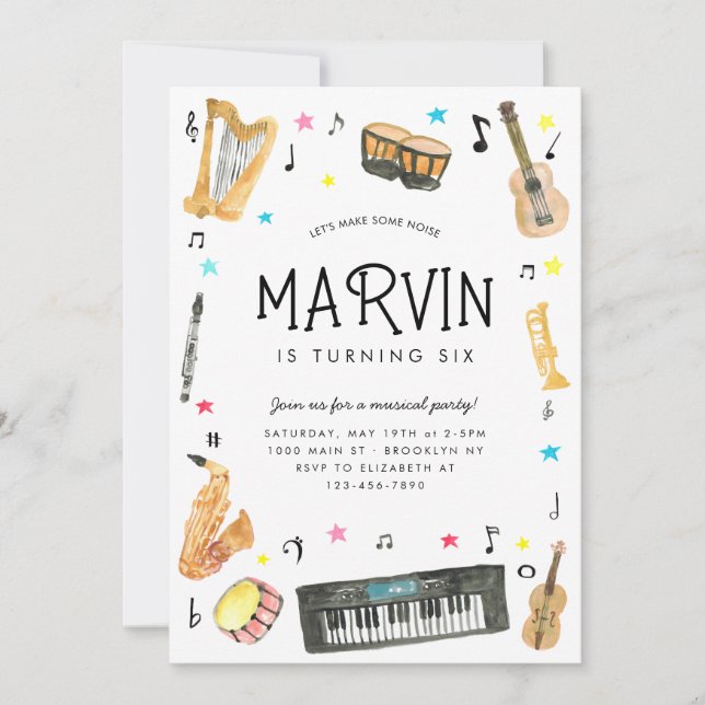 Invitation Faire du Bruit Instrument Notes de Musique Musique (Devant)