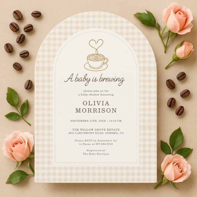 Invitation Faire du café pour bébé Shower à carreaux (Créateur téléchargé)