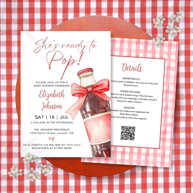 Invitation Faire éclater le Bébé de la Fête de la Bouteille d (Ready To Pop Soda Bottle Baby Shower All In One Invitation)