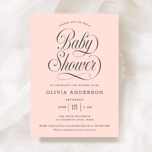 Invitation Faire Élégant Script Rose Pâle Fille Baby Shower