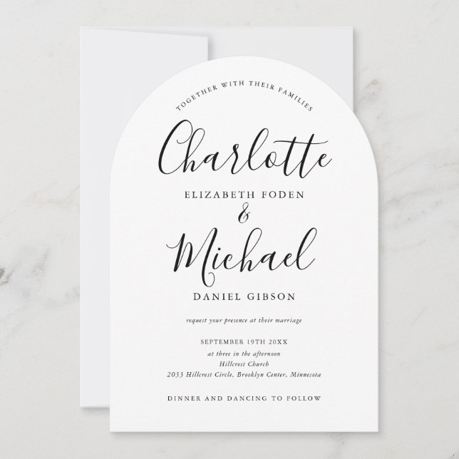 Invitation Faire Ensemble Mariage Arch Noir Et Blanc (Devant)