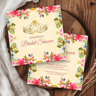 Invitation Faire et Vintage Rose Floral Princesse Baby Shower