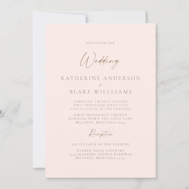 Invitation Faire Faire Carton d'Invitation de Mariage Formel  (Devant)