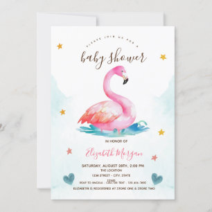 Invitation Faire Faireau Rose Étoiles Cœurs Baby Shower