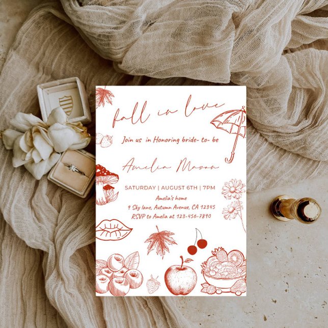 Invitation Faire-Fall in Love Mariage Douche - Élégante Marié (Créateur téléchargé)