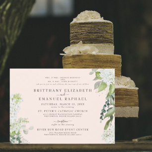 Invitation Faire Hydrangea Blanche Teintée des Deux Parents M