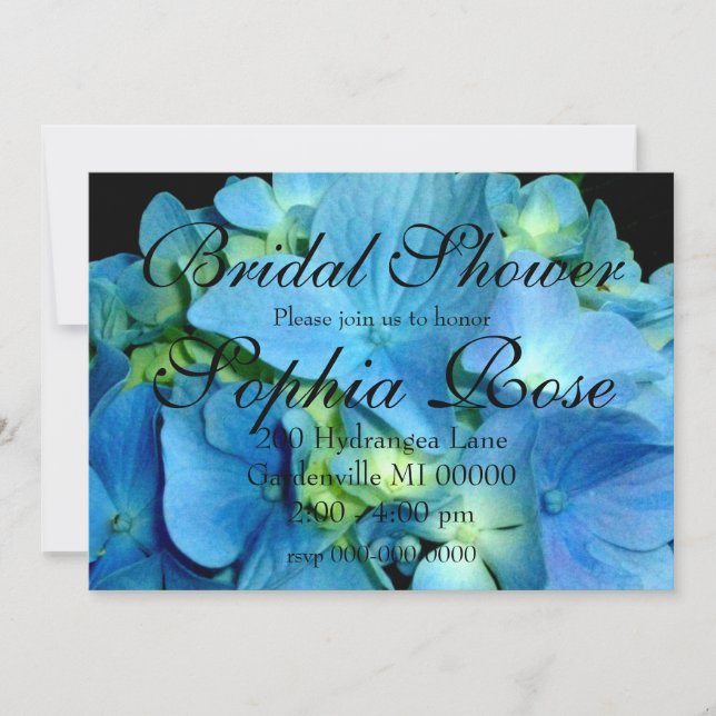 Invitation Faire hydrangea bleue floral shower de mariage  (Devant)
