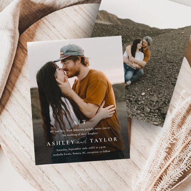 Invitation Faire Impression de Monogramme Photo Mariage (Créateur téléchargé)