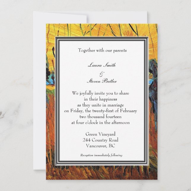 Invitation faire,invitation de mariage de vacances. van Gogh (Devant)