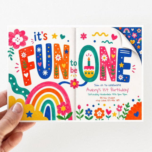 Invitation Faire la fête pour son 1er anniversaire (Créateur téléchargé)