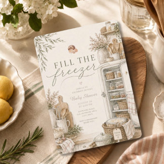 Invitation Faire le plein du congélateur pour la baby shower