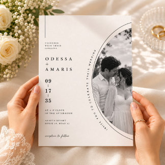 Invitation Faire Mariage à Cadre Circulaire avec Photo Romant