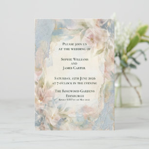 Invitation Faire Mariage Floral Magnolia Romantique Écossais