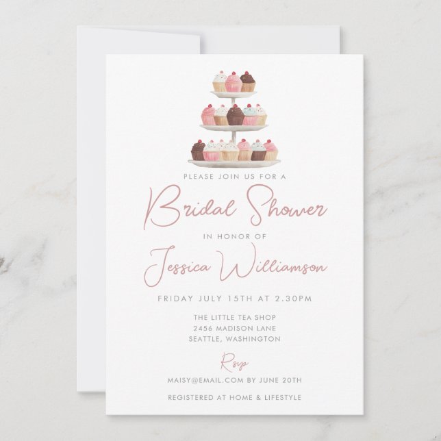 Invitation Faire Mariage Gâteaux Aquarelle (Devant)