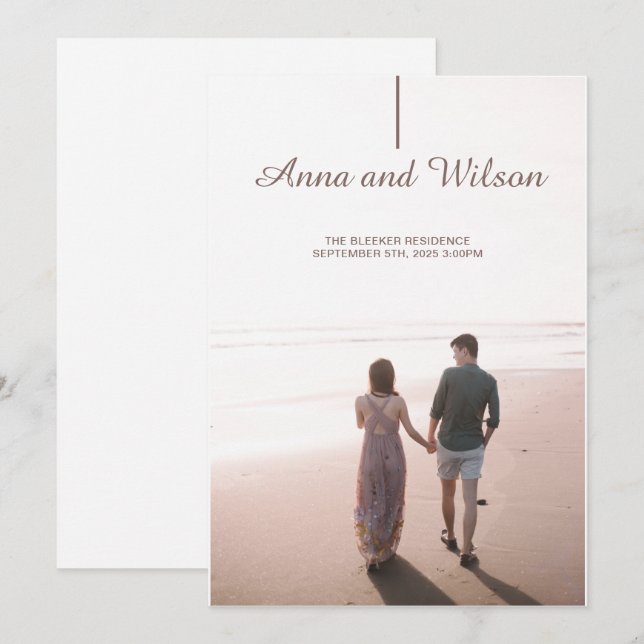 Invitation Faire & Moderne avec photo Annonce de mariage  (Devant / Derrière)