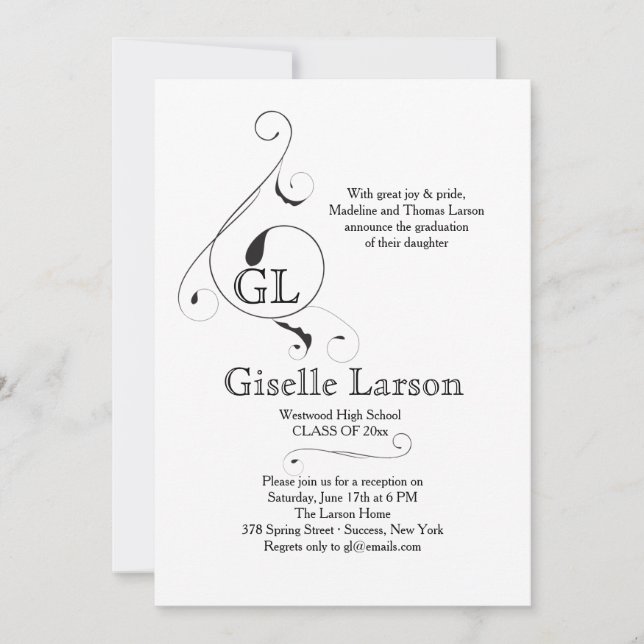 Invitation Faire Monogramme (Vous Choisissez la Couleur) Invi (Devant)