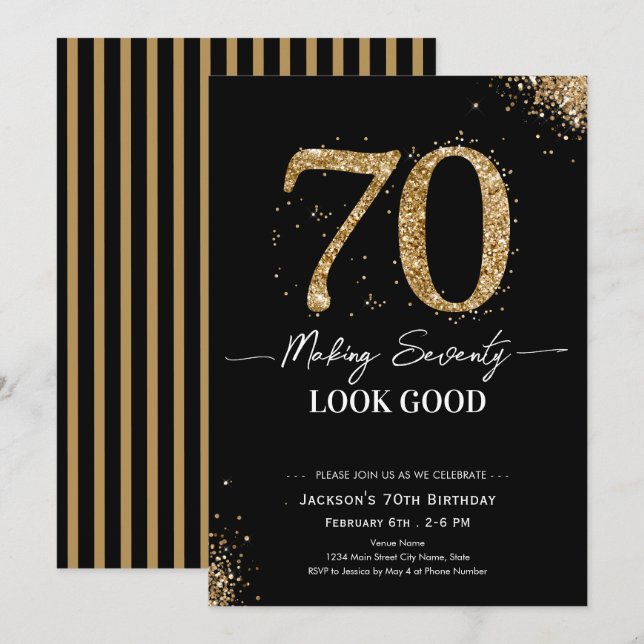 Invitation Faire paraître 70 ans bien Anniversaire (Devant / Derrière)
