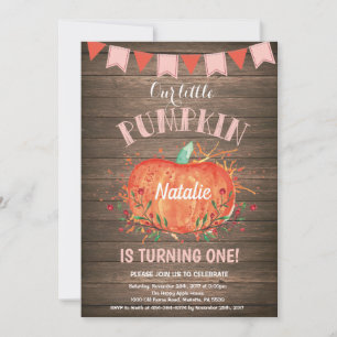 Invitation Faire part d'anniversaire Citrouille Fille Rustiqu