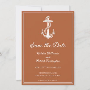 Invitation Faire part d'annonce de mariage à l'ancre nautique