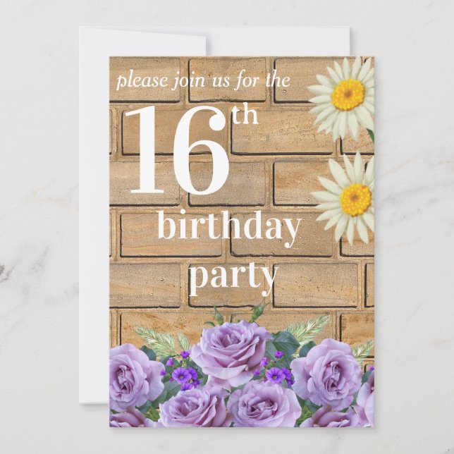 Invitation Faire part de 16e anniversaire rustique en ficelle (Devant)