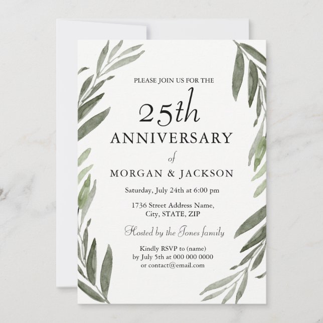 Invitation Faire part de 25e anniversaire de mariage Couronne (Devant)