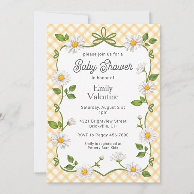 Invitation Faire part de Baby Shower Fleurs orange ambré 010 (Devant)