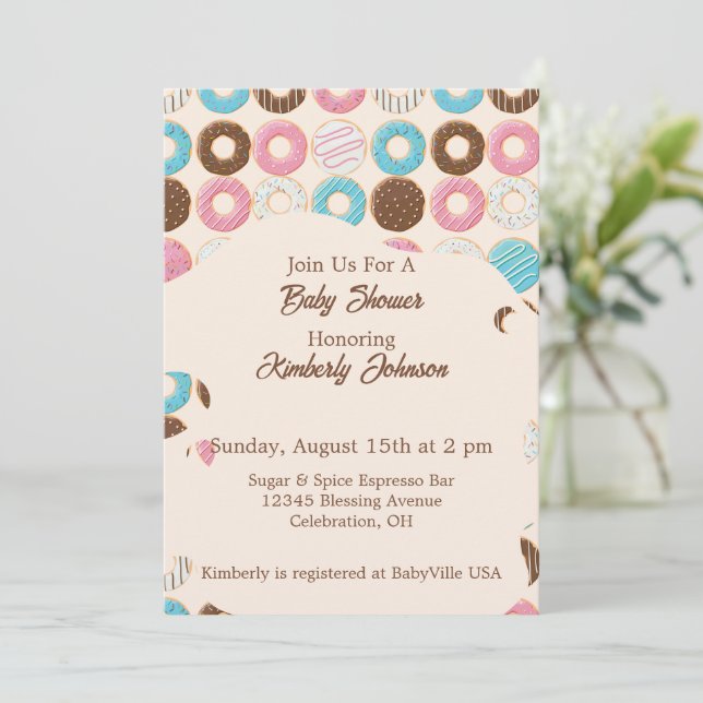 Invitation Faire part de Baby Shower Glazed & Growing (Debout devant)