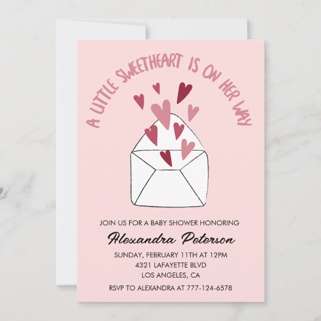 Invitation Faire part de baby shower pour la Saint-Valentin e (Devant)