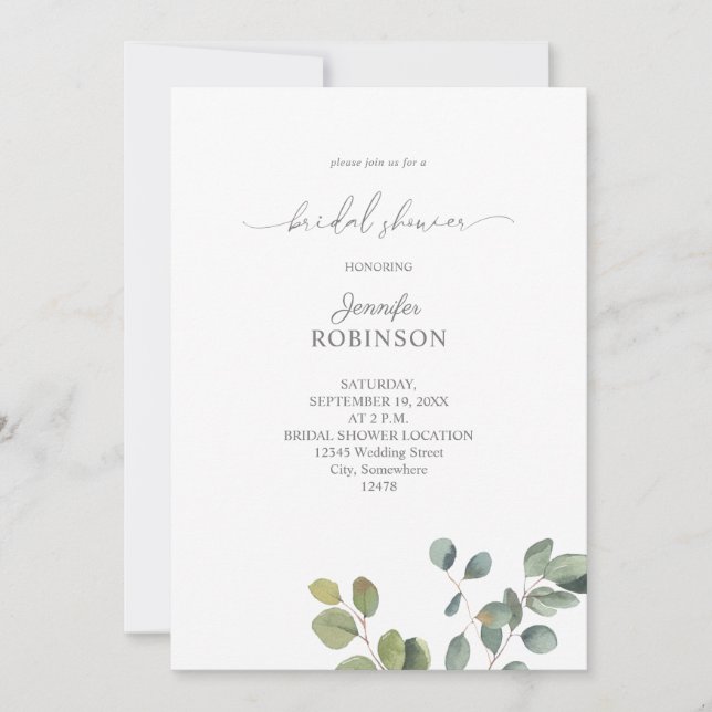 Invitation Faire part de Baby Shower Rustique Eucalyptus Duo  (Devant)