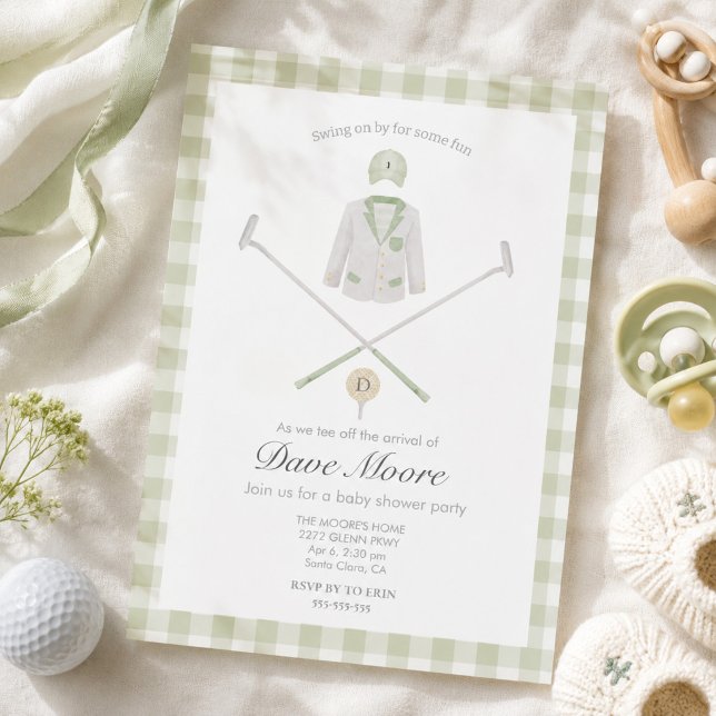 Invitation Faire part de baby shower sur le thème de golf ver (Créateur téléchargé)