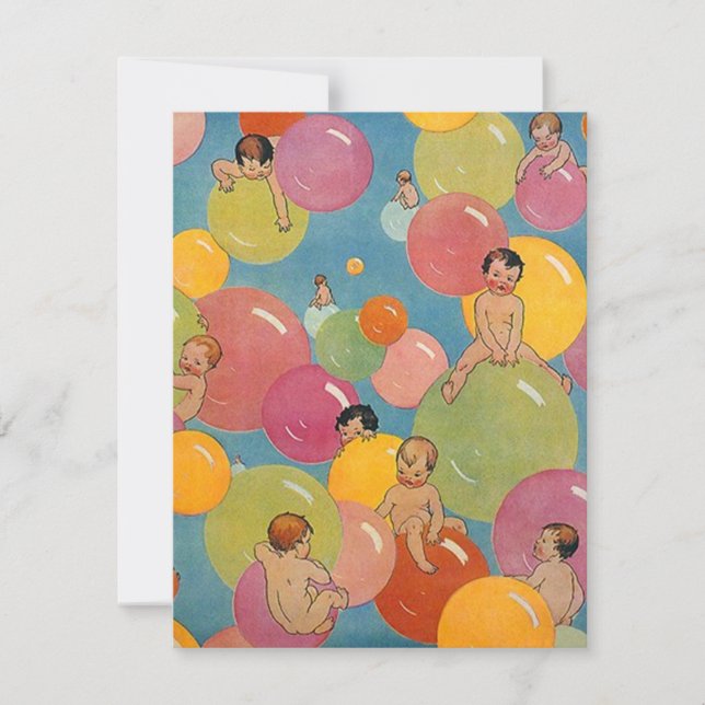 Invitation Faire-part de Baby shower Vintage (Devant)